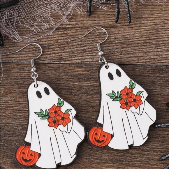 NWT Pumpkin Ghost Earrings - Adorable Spooky Fall Earrings - Picture 4 of 5